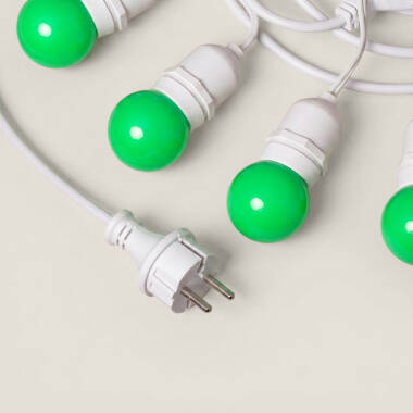 Afbeelding van Kit Waterdichte Slinger 5.5m Wit + 8 LED Lampen E27 G45 3W met Kleuren.