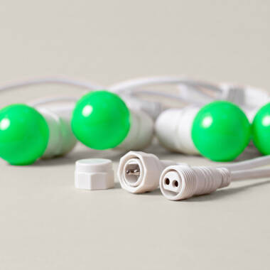 Afbeelding van Kit Waterdichte Slinger 5.5m Wit + 8 LED Lampen E27 G45 3W met Kleuren.