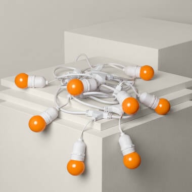 Kit Guirlande Waterproof 5.5m Blanche + 8 Ampoules LED E27 G45 3W de Couleurs