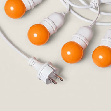 Image de Kit Guirlande Waterproof 5.5m Blanche + 8 Ampoules LED E27 G45 3W de Couleurs 