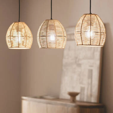 Suspension Papier Tressé Mahali 3 Spots ILUZZIA