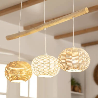 Suspension Rotin et Bois Linfen