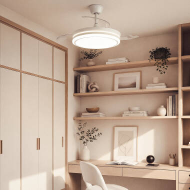 Bild von Deckenventilator mit Licht, geräuscharm, DC, einziehbare Flügel, Dalori Evo