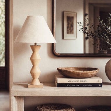 Bild von Tischlampe aus Holz Akesh II ILUZZIA