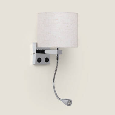 Ozu Linnen Metal Wall Lamp with Reading Light