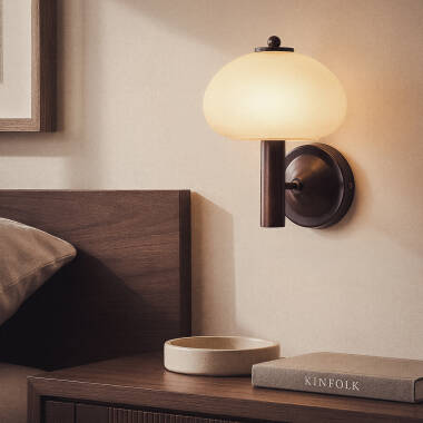 Afbeelding van Wandlamp van Hout en Glas Aiko