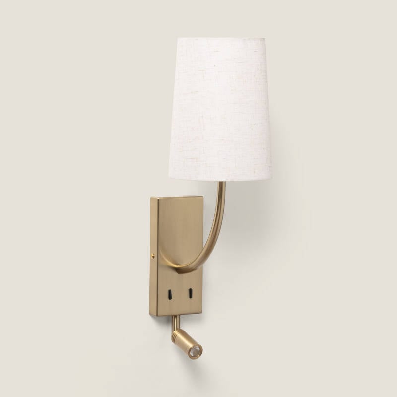 Afbeelding van Wandlamp Metaal en Linnen met leeslamp Suite