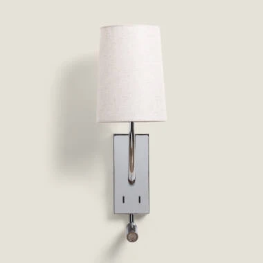 Image de Applique Murale avec Abat-jour Métal et Lin et Lampe de Lecture Suite