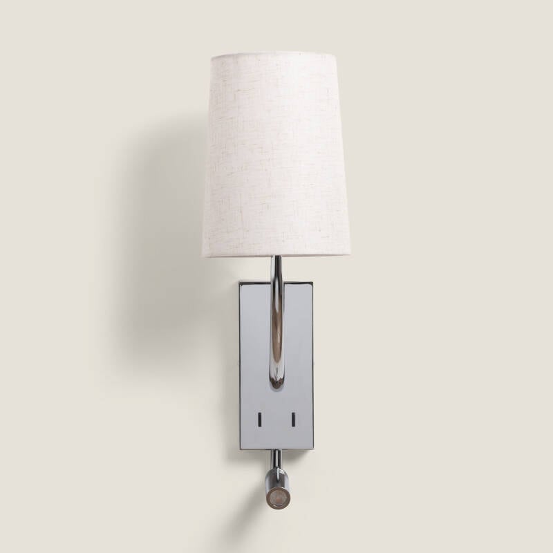Afbeelding van Wandlamp Metaal en Linnen met leeslamp Suite