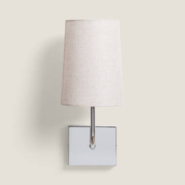 Bild von Wandleuchte mit Lampenschirm aus Metall und Leinen Sabi