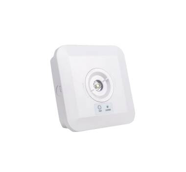 Noodverlichting LED 2W vierkant opbouw met lens voor open ruimtes en gangen 3 uur autonomie