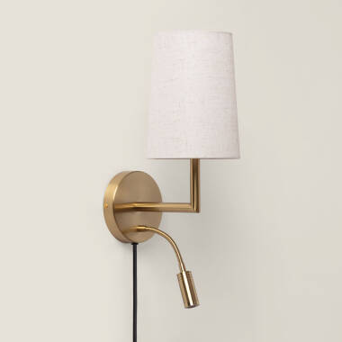 Wandlamp Metaal en Linnen met leeslamp Anji