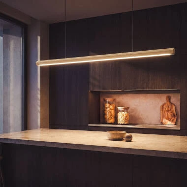 Immagine di Lampada a Sospensione Lineare LED 42W Alluminio CCT Doppia Luce Funky Kool