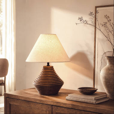 Image de Lampe à Poser Bois Akriti ILUZZIA