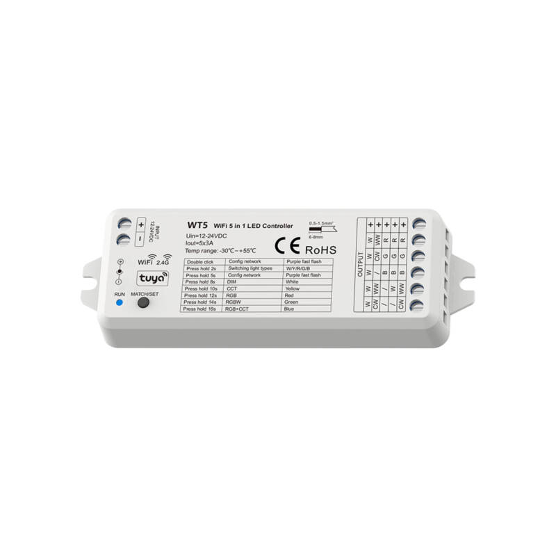Image of WiFi Controller for 12/24V RGB+CCT LED Strip SKYDANCE WT5 Compatible with RF Remote