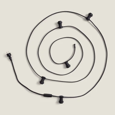Guirlande Extérieure IP44 Câble Électrique Plat avec Douilles E27 sur Mesure Noire