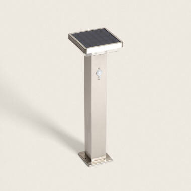 Lampa Ogrodowa Stojąca Zewnętrzna LED Solarna 5W 50cm ze Stali Nierdzewnej z Czujnikiem Ruchu Barton Square