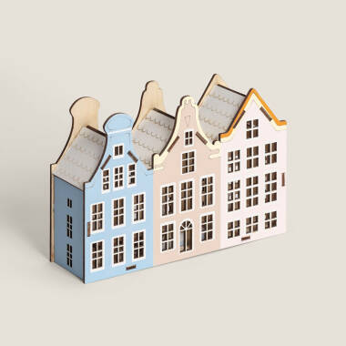 Image de Maisons de Noël LED en Bois Lisse