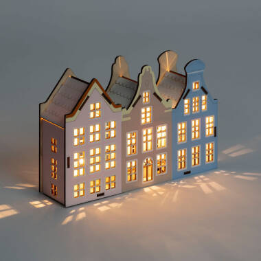 Image de Maisons de Noël LED en Bois Lisse