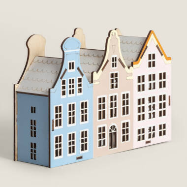 Image de Maisons de Noël LED en Bois Lisse