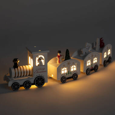 Image de Train de Noël LED en Bois 35 cm