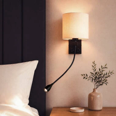Wandleuchte mit Leselicht 2.5W Black-Kianga