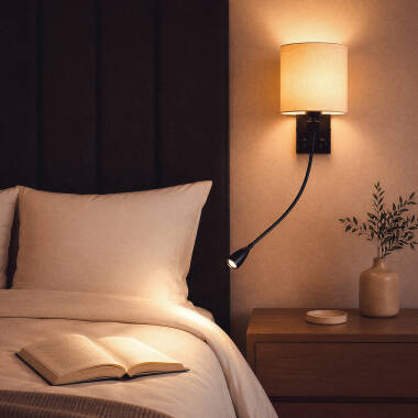 Afbeelding van Wandlamp met Leeslicht 2.5W Metaal Black-Kianga