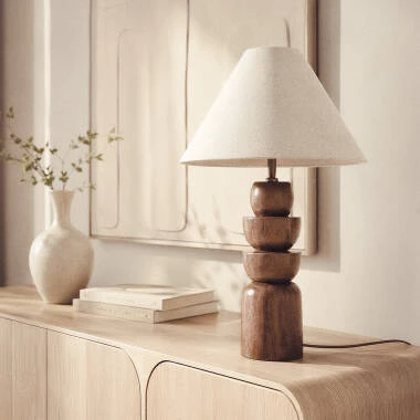 Tischlampe aus Holz Adah ILUZZIA