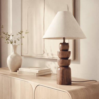 Bild von LED Tischlampe  aus Holz Adah ILUZZIA