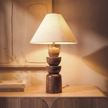 Bild von LED Tischlampe  aus Holz Adah ILUZZIA