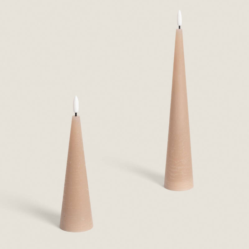 Afbeelding van Set van 2 Eira LED-kerstkaarsen in kegelvorm