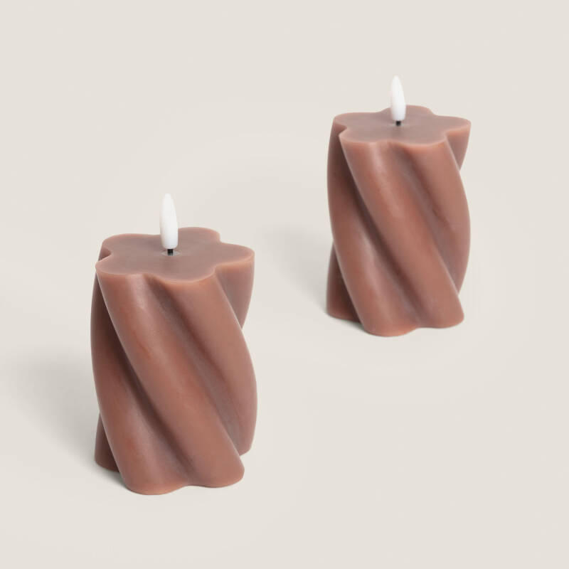 Afbeelding van LED waskaarsen set van 2 met golvend design Velia