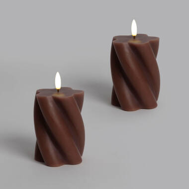 Afbeelding van LED waskaarsen set van 2 met golvend design Velia