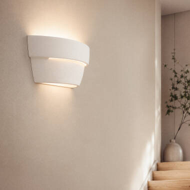Afbeelding van Wandlamp Gips Riben Wit