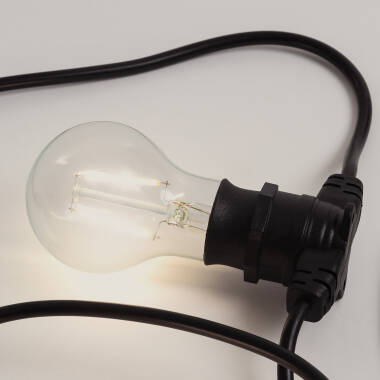 Afbeelding van Kit Lichtslingers Outdoor IP44 10m Zwart + 10 LED Lampen Filament LED B22 2W A60