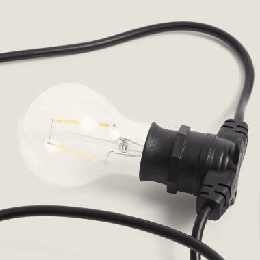 Bild von Set Lichterkette Außen IP44 10m Schwarz + 10 LED Glühbirnen Filament B22 2W A60