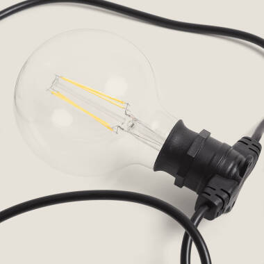 Immagine di Kit Ghirlanda di Luci per Esterni IP44 10m Nero + 10 Lampadine Filamento LED B22 6W G95