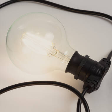 Immagine di Kit Ghirlanda di Luci per Esterni IP44 10m Nero + 10 Lampadine Filamento LED B22 6W G95
