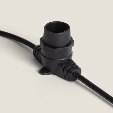 Immagine di Kit Ghirlanda di Luci per Esterni IP44 10m Nero + 10 Lampadine Filamento LED B22 6W G95