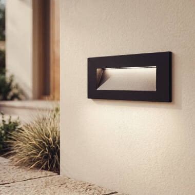 Groult 7W Rectangular Outdoor Aluminium Recessed LED Wall Light Black