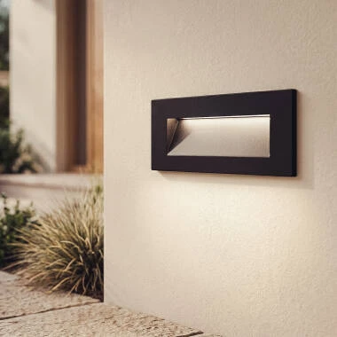 Balise Murale Extérieure LED 7W Encastrable Rectangulaire Aluminium Noir Groult