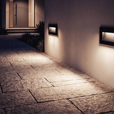 Bild von LED Wandeinbauleuchte Außen 7W Rechteckig Aluminium Schwarz Groult