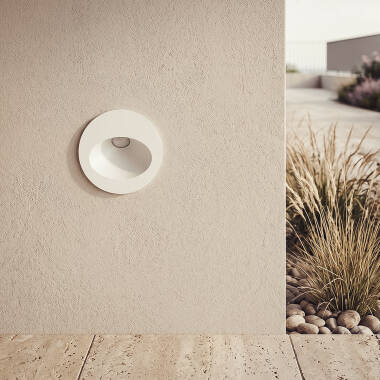 Coney 3W Round Outdoor Aluminium Recessed LED Wall Light White