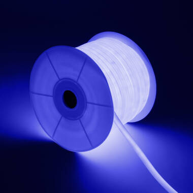 LED Pásek Neon Stmívatelný 220V ROLE 50m Modrá Kruhový 360 9W/m Střih každých 100cm IP67