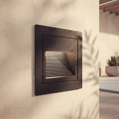 Balise Murale Extérieure LED 3W Encastrable Aluminium Carrée Olite