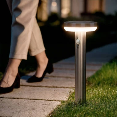 Balise Extérieure sur Pied Solaire LED 5W 50cm Aluminium avec Détecteur de Mouvement Barton