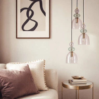 Pendelleuchte Metall und Glas Tri Baudelaire