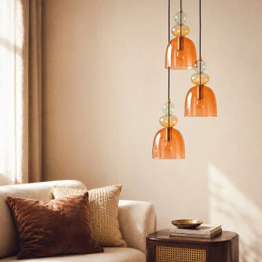Tri Baudelaire Metal and Glass Pendant Lamp
