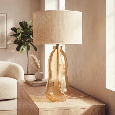 Lampe à Poser Tissu et Verre Big Nally