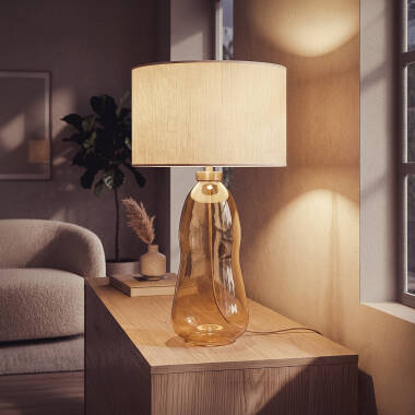 Bild von Tischlampe Stoff und Glas Big Nally